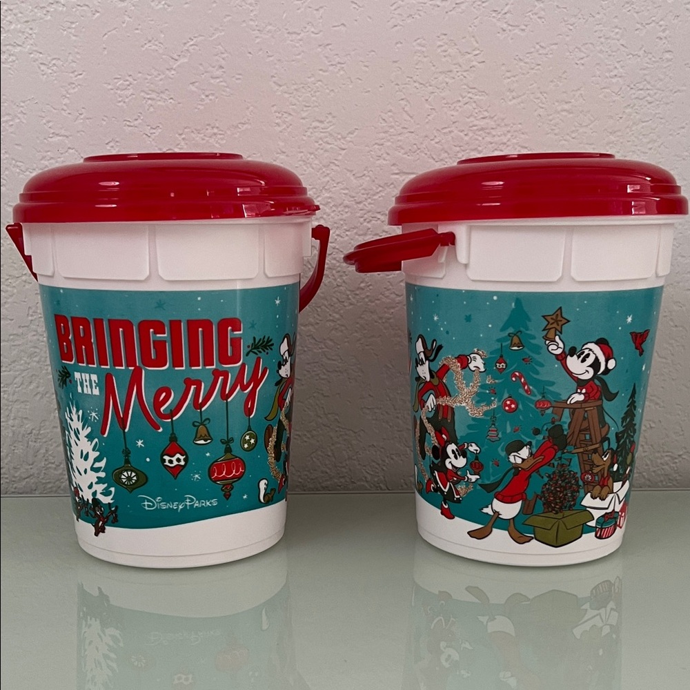 TWO- Disney Parks Holiday Popcorn Buckets